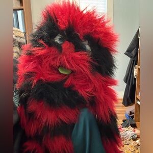 Furry Red and Black Monster Puppet